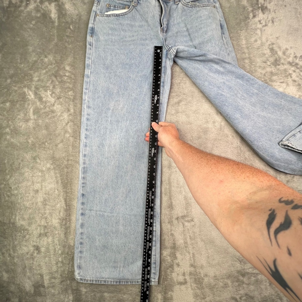 Edikted Wide Leg Jeans Womens Medium Light Blue Wash 100% Cotton Relaxed Denim - Picture 5 of 14